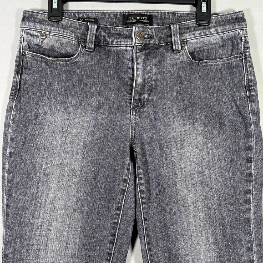 Talbots Flawless Five Pocket Slim Ankle Jeans 6 Gray Mid Rise Stretch 32x28" R9" - Picture 2 of 6